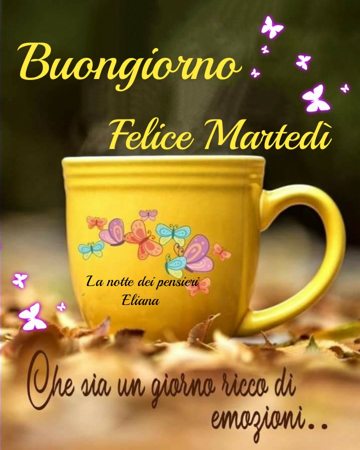 Buongiorno felice martedì. Che sia un giorno ricco di emozioni...