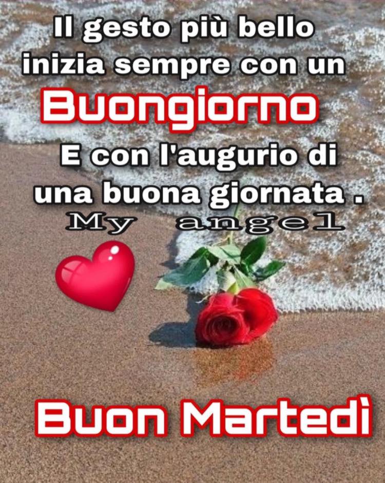 Il gesto più bello inizia sempre con un buongiorno e con l'augurio di una buona giornata. Buon Martedì