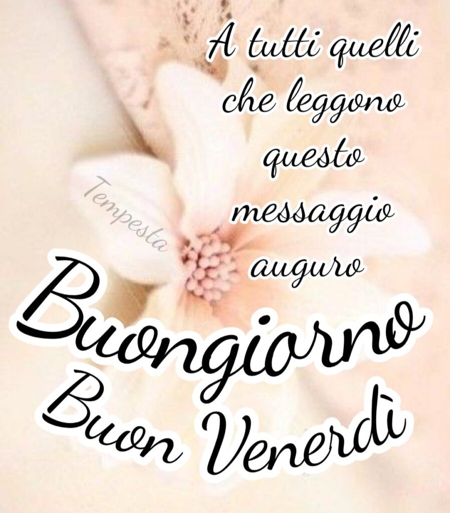 A tutti quelli che leggono questo messaggio auguro buongiorno buon venerdì