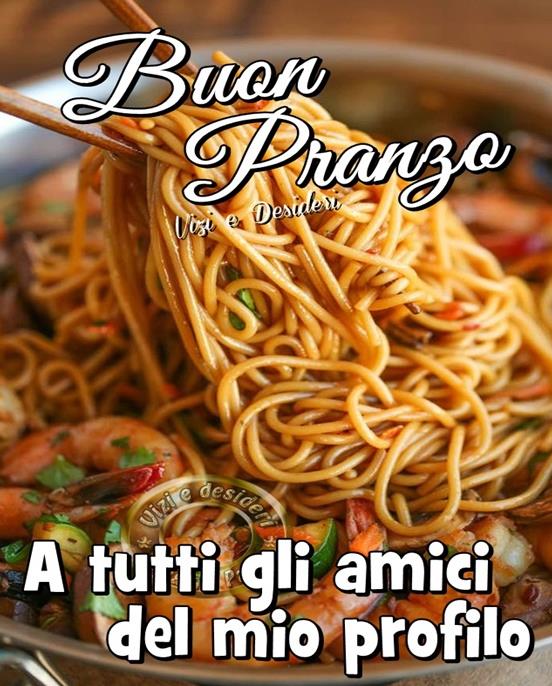 Buon pranzo spaghetti gamberi e zucchine
