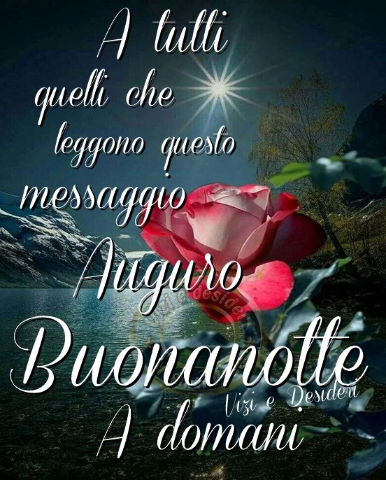 A tutti quelli che leggono questo messaggio, auguro Buonanotte a domani