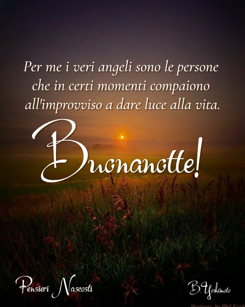 Per me i veri angeli sono le persone che in certi momenti compaiono all'improvviso a dare luce alla vita. Buonanotte!