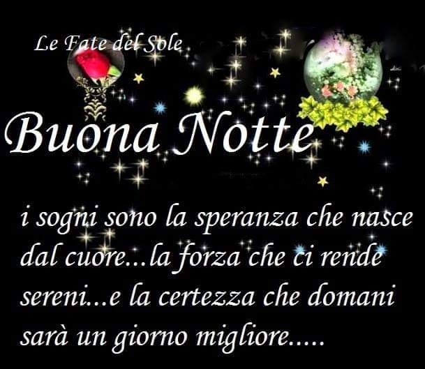 Buona Notte. I sogni sono la speranza che nasce dal cuore... la forza che ci rende sereni... e la certezza che domani sarà una giornata migliore.....