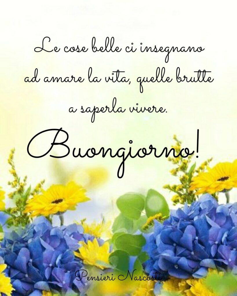 Le cose belle ci insegnano ad amare la vita, quelle brutte a saperla vivere. Buongiorno!