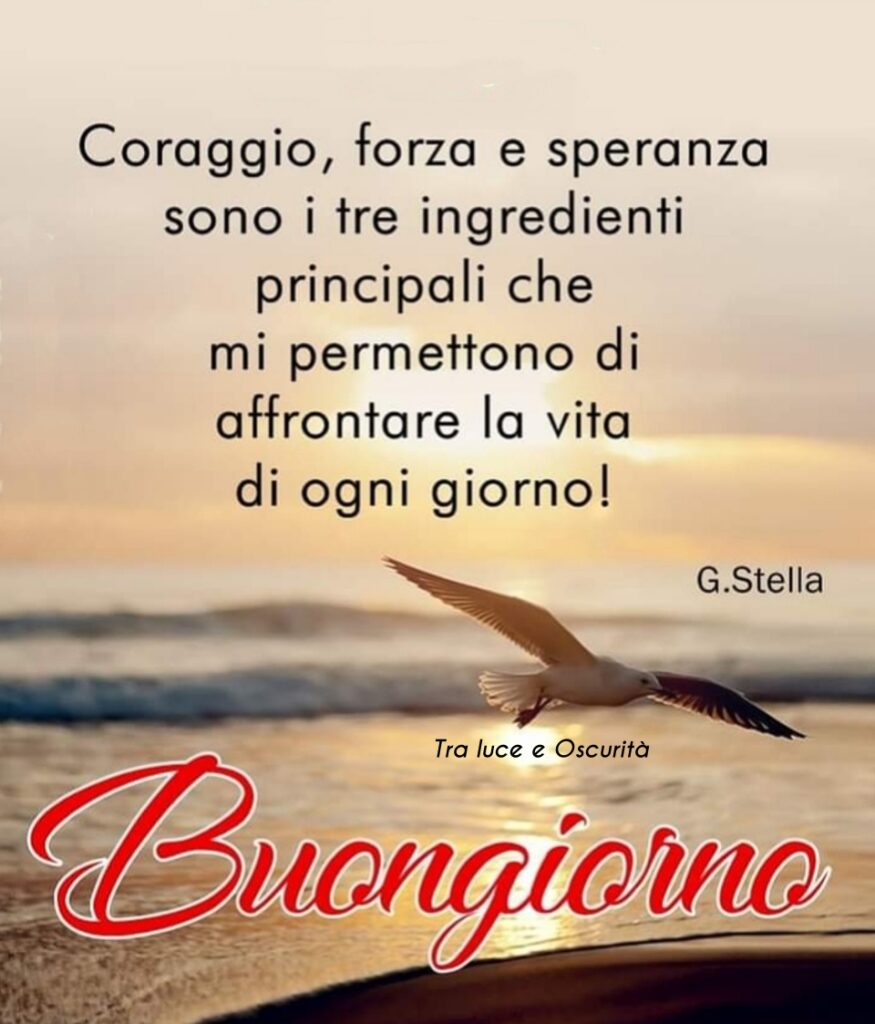 Coraggio, forza e speranza sono i tre ingredienti principali che mi permettono di affrontare la vita ogni giorno! Buongiorno (Tra luce e oscurità)