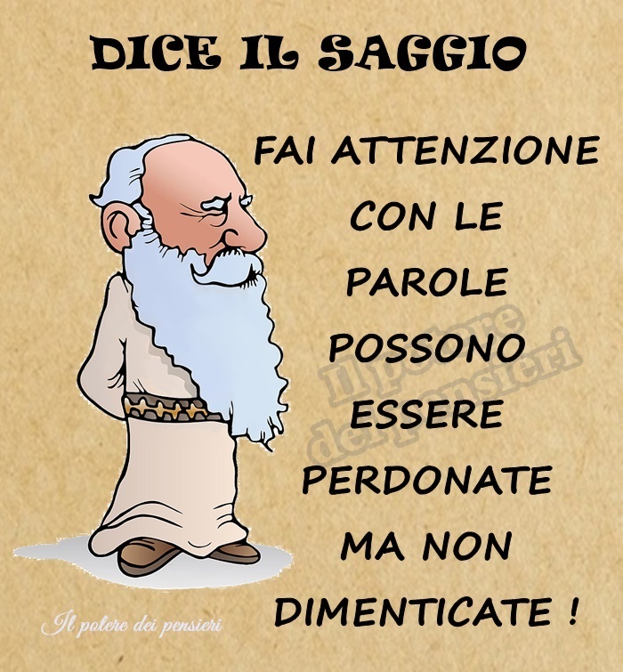 DICE IL SAGGIO: "Fai attenzione con le parole, possono essere perdonate ma non dimenticate !"