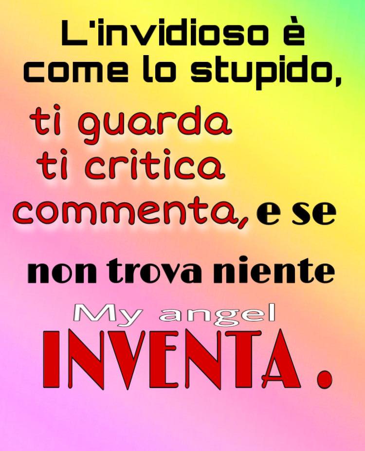 L'invidioso è come lo stupido, ti guarda, ti critica, commenta, e se non trova niente inventa.