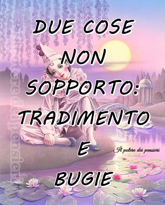 Due cose non sopporto: tradimento e bugie.