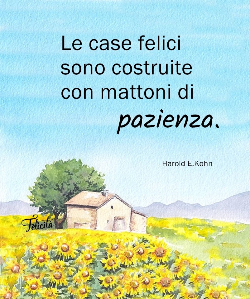 Le case felici sono costruite con mattoni di pazienza. (Harold E. Kohn)