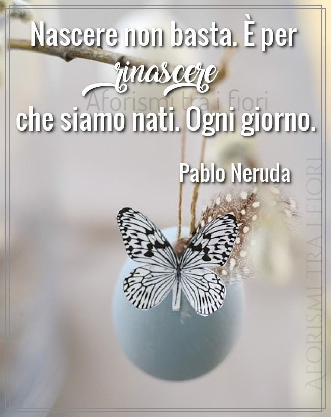 Nascere non basta. È per rinascere che siamo nati. Ogni giorno. (Pablo Neruda)