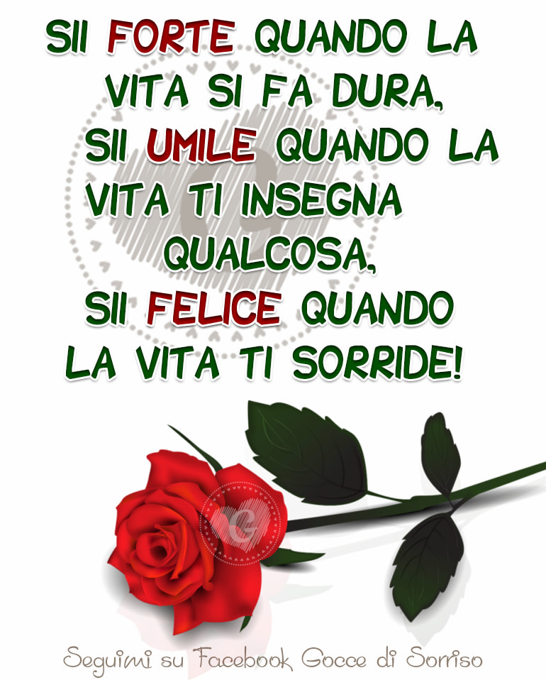 Sii forte quando la vita si fa dura, sii umile quando la vita ti insegna qualcosa, sii felice quando la vita ti sorride!