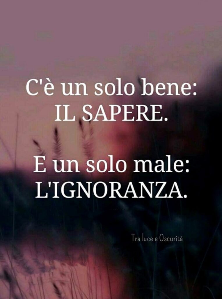 C'è un solo bene: il sapere. E un solo male: l'ignoranza.