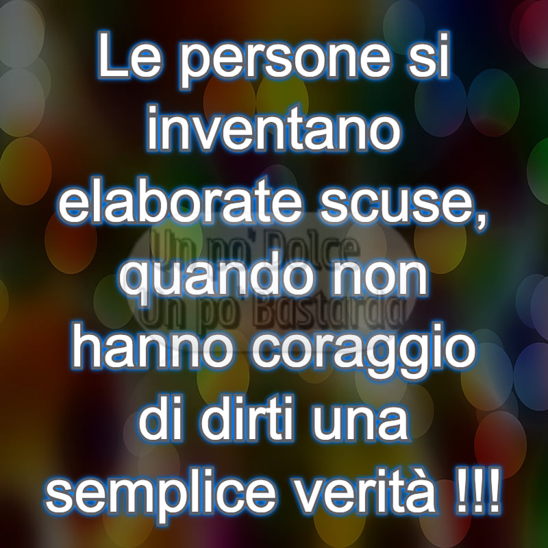 Le persone si inventano elaborate scuse, quando non hanno il coraggio di dirti una semplice verità !!!