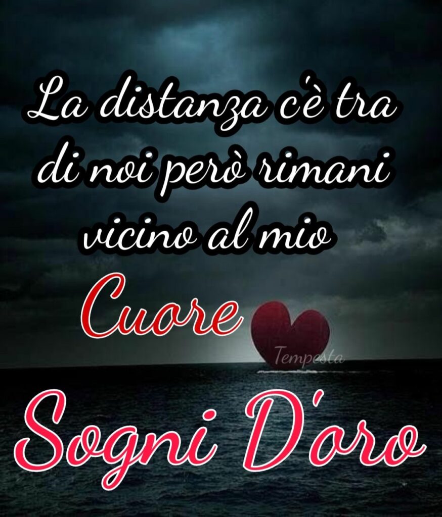 La distanza c'è tra di noi, però rimani sempre vicino al mio Cuore. Sogni d'Oro