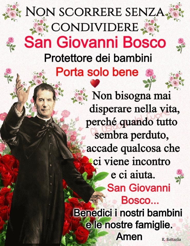 Non scorrere senza condividere San Giovanni Bosco, Protettore dei bambini, porta solo bene. Non bisogna mai disperare nella vita, perché quando tutto sembra perduto....