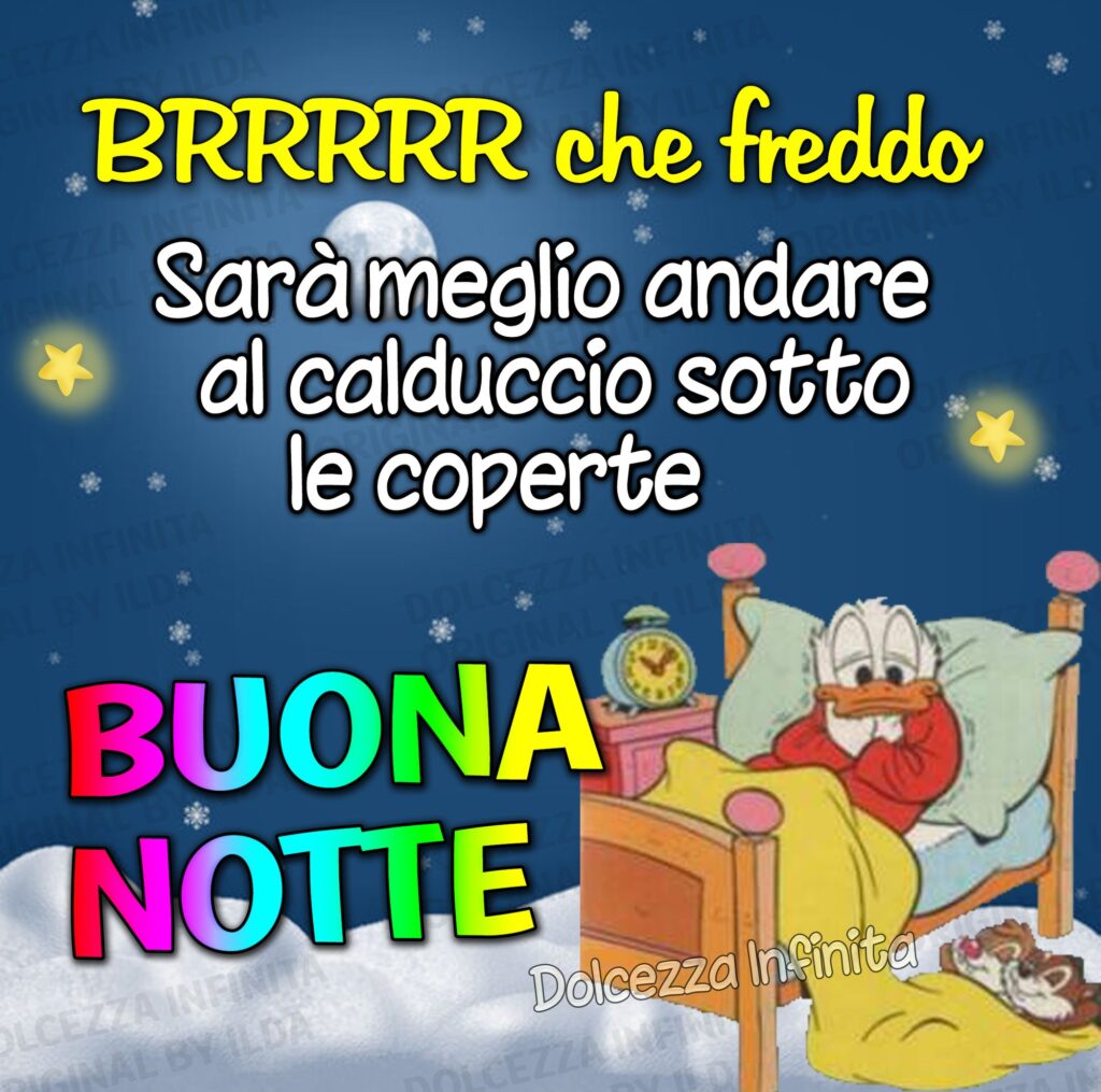 BRRR CHE FREDDO !! Sarà meglio andare al calduccio sotto le coperte... Buona Notte (Paperino)