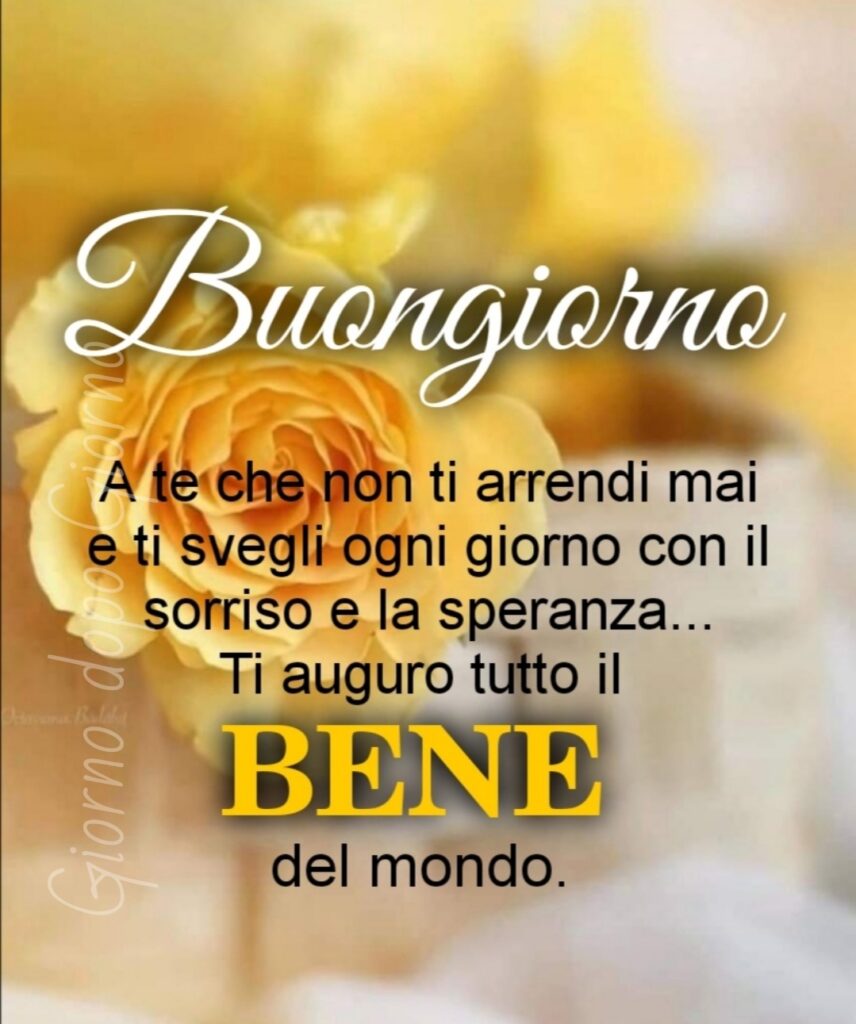 Buongiorno a te che non ti arrendi mai e ti svegli ogni giorno con il sorriso e la speranza... Ti auguro tutto il BENE del mondo.