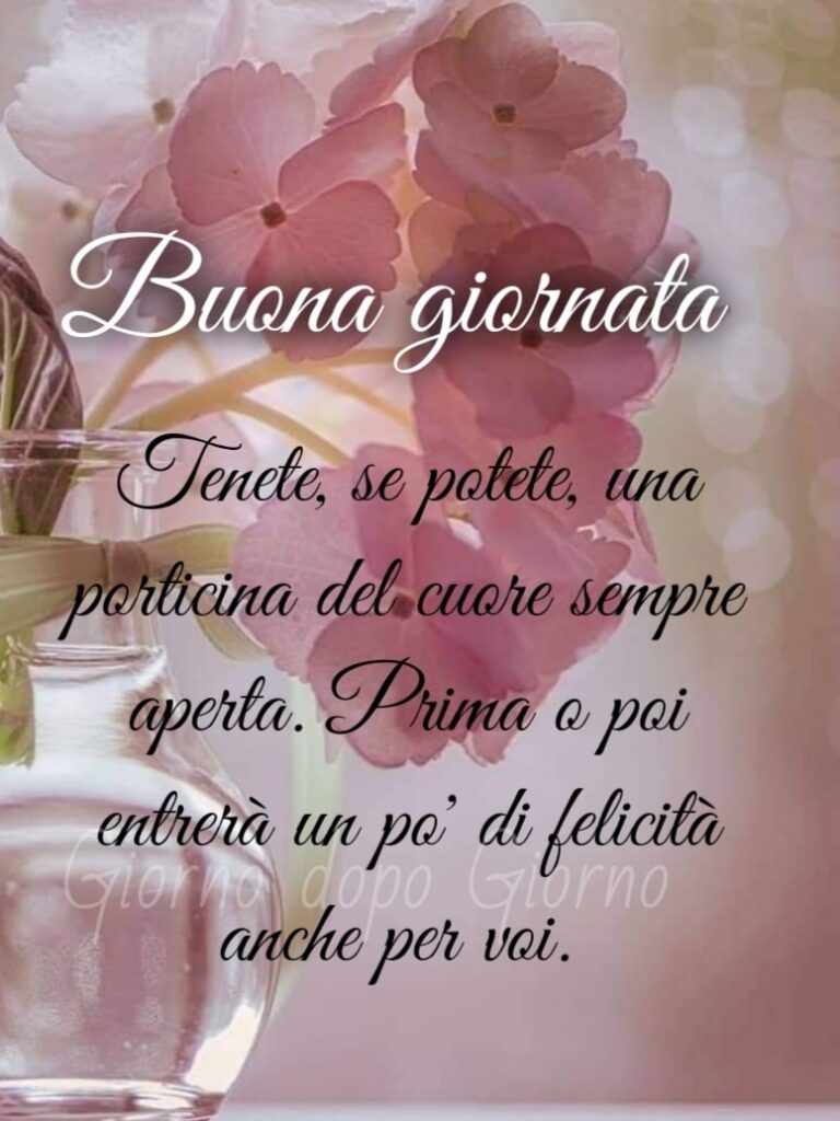 Buona Giornata. Tenete, se potete, una porticina del cuore sempre aperta. Prima o poi entrerà un pò di felicità anche per voi.