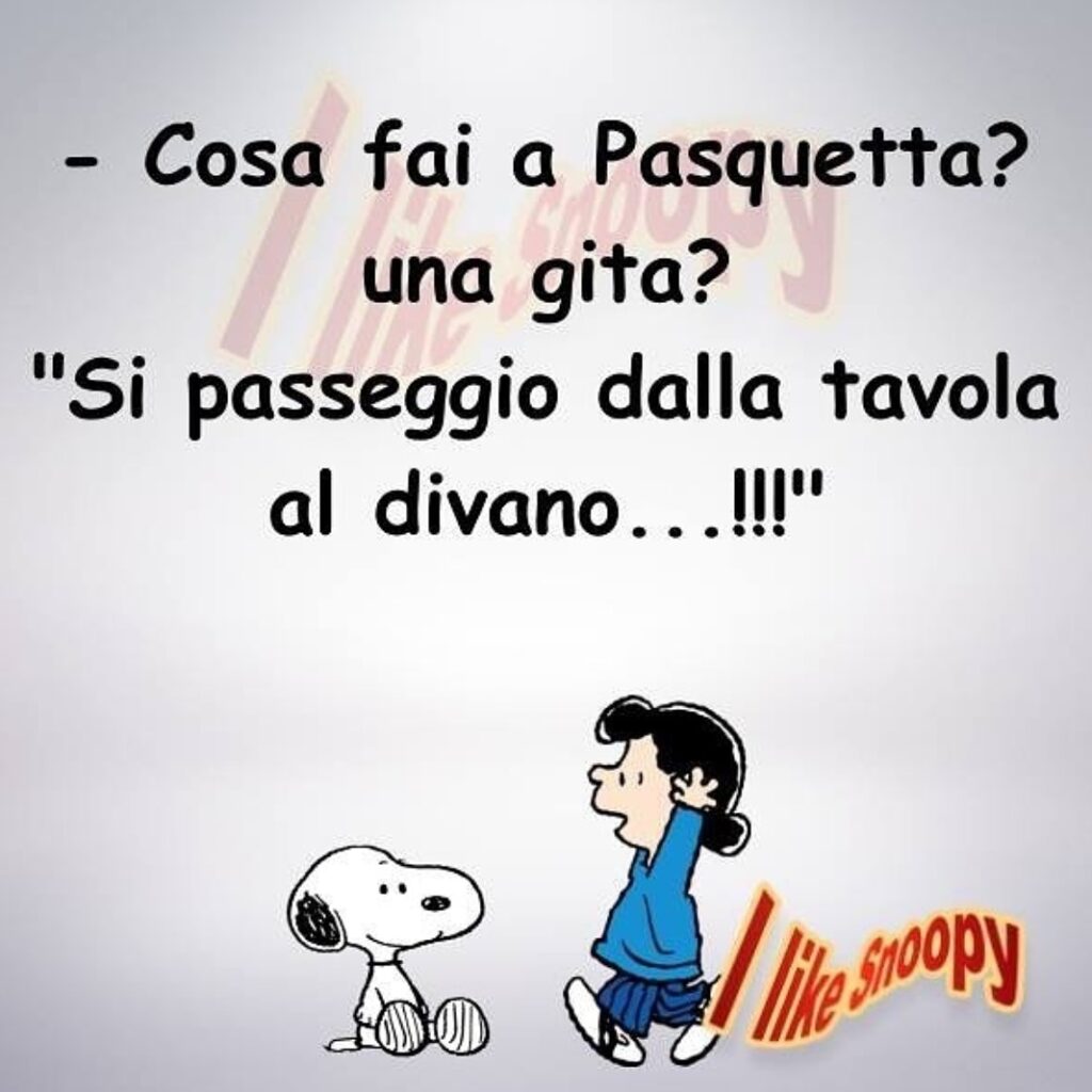 "Cosa fai a Pasquetta? Una gita?" "Si, passeggio dalla tavola al divano...!!!" - immagini divertenti sul Coronavirus