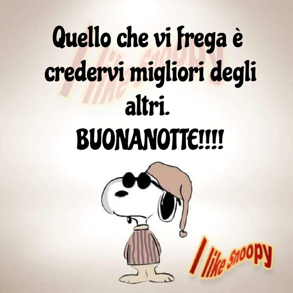 Quello che vi frega è credervi migliori degli altri. BUONANOTTE!!!! (Snoopy)