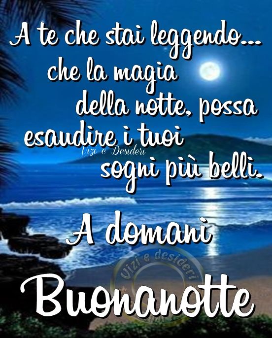 A te che stai leggendo... che la magia della notte possa esaudire i tuoi sogni più belli. A domani Buonanotte