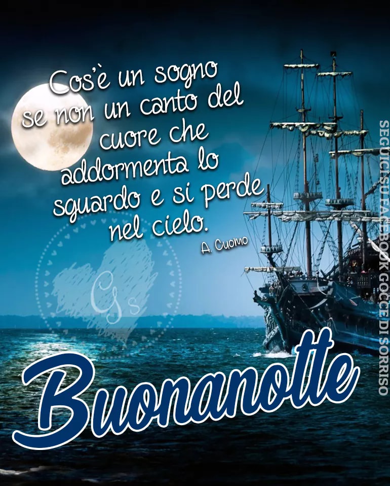 Cos'è un sogno se non un canto del cuore che addormenta lo sguardo e si perde nel cielo. Buonanotte