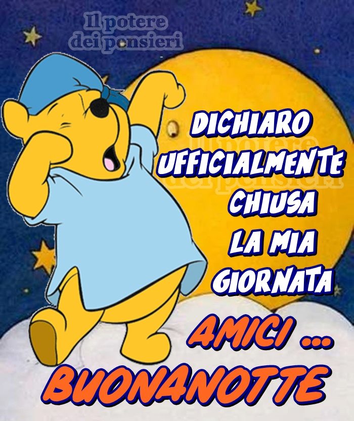 Dichiaro ufficialmente chiusa la mia giornata amici ... BUONANOTTE (Winnie Pooh)