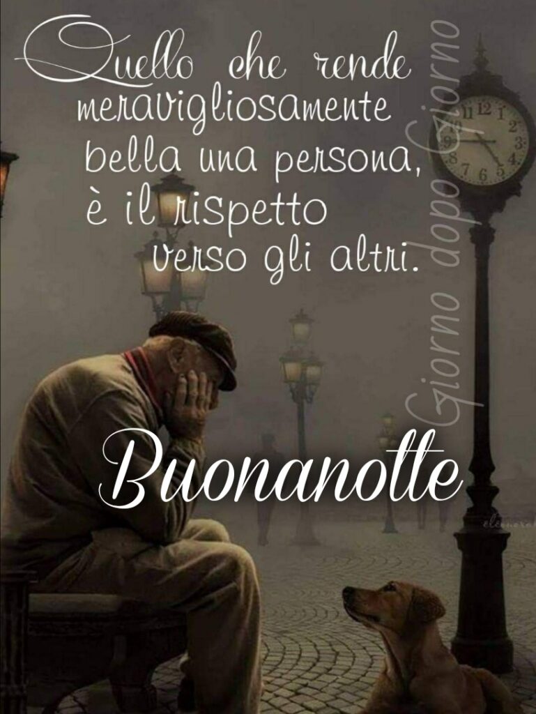 Quello che rende meravigliosamente bella una persona, è il rispetto verso gli altri. Buonanotte