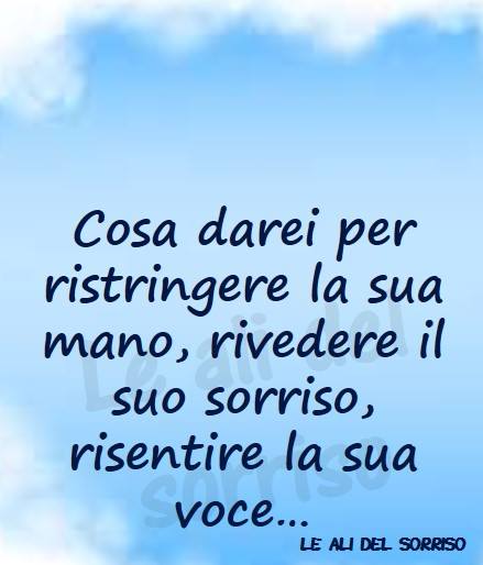 Cosa darei per ristringere la sua mano, rivedere il suo sorriso, risentire la sua voce...