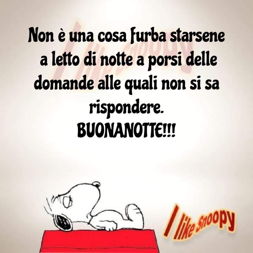 Non è una cosa furba starsene a letto di notte a porsi delle domande alle quali non si sa rispondere. BUONANOTTE!!!