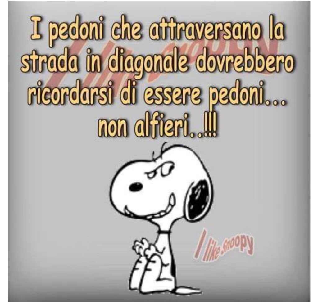 I pedoni che attraversano la strada in diagonale dovrebbero ricordarsi di essere pedoni... non alfieri..!!!