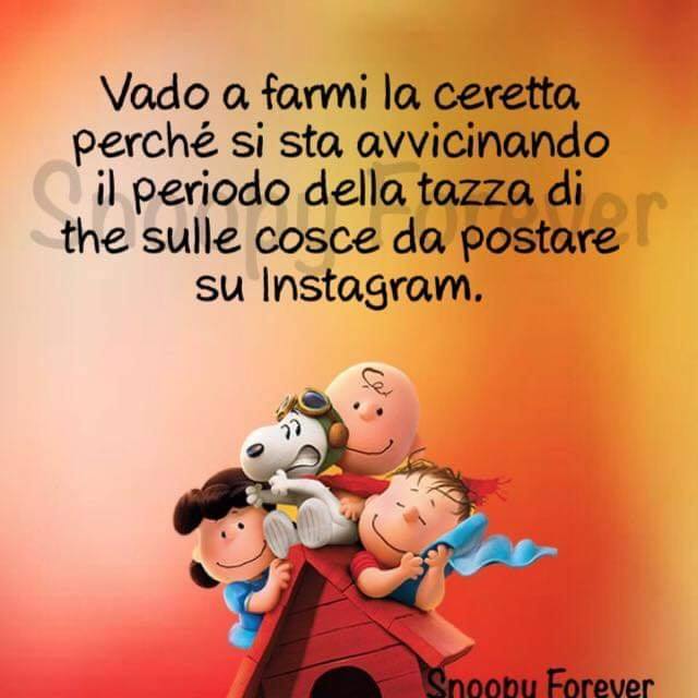 Vado a farmi la ceretta perchè si sta avvicinando il periodo della tazza di thè sulle cosce da postare su Instagram. (Snoopy)